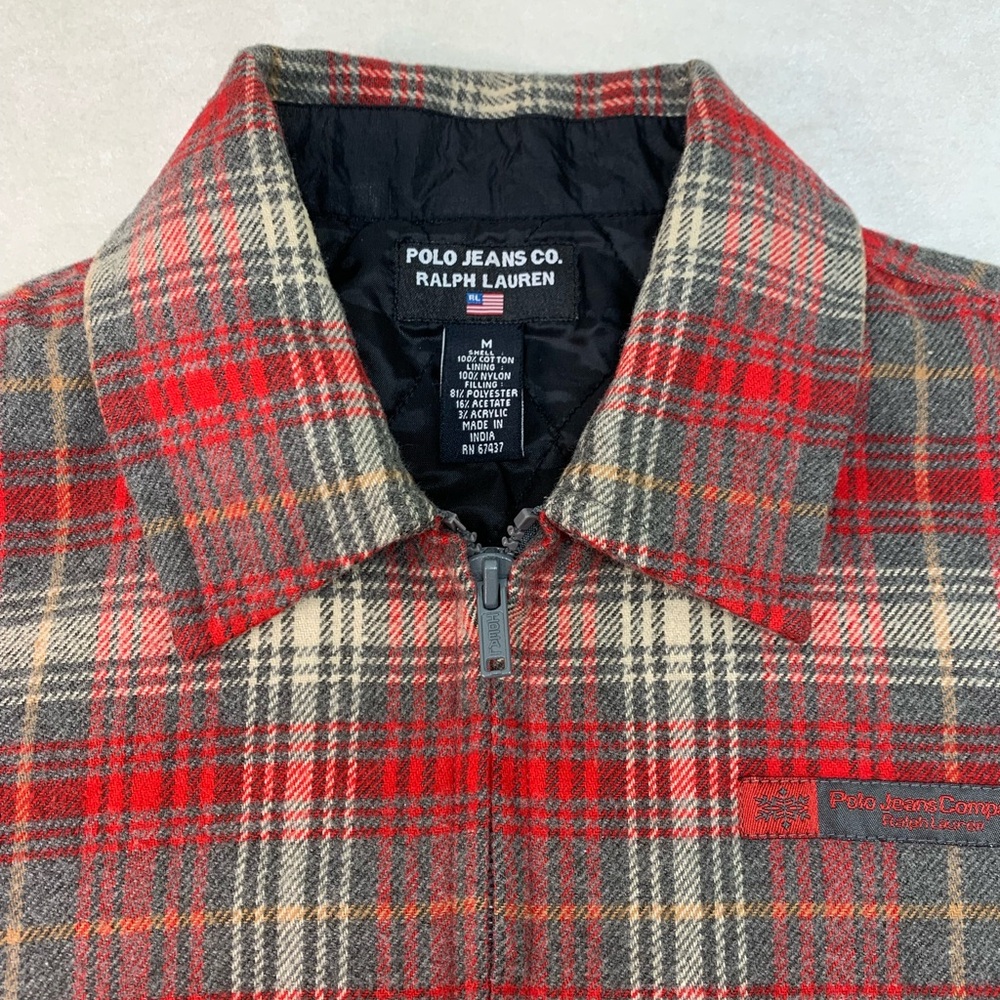 Polo Jeans Company Ralph Lauren Red plaid cotton flannel zip jacket women’s Mrs